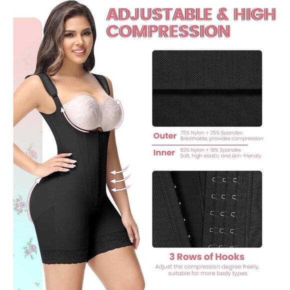 Women's Black-Upgrade Body Shaper Postpartum Compression Tummy Control Shapewear - Picture 2 of 6